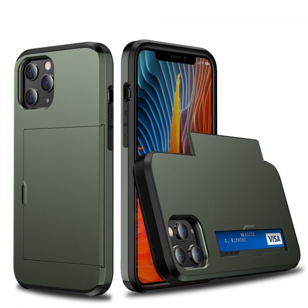 iPhone 12/iPhone 12 Pro Skal Card Slide Grön