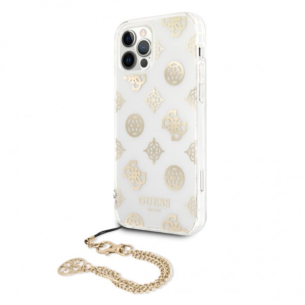 Guess iPhone 12/iPhone 12 Pro Skal Chain Peony Guld