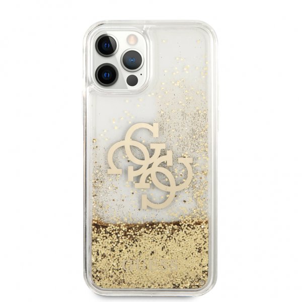 Guess iPhone 12/iPhone 12 Pro Skal Liquid Glitter Guld Klar