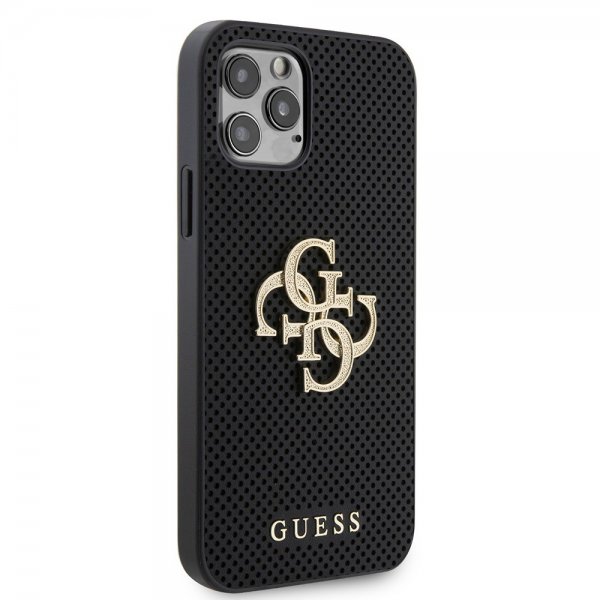 Guess iPhone 12/iPhone 12 Pro Skal Perforated Glitter Svart