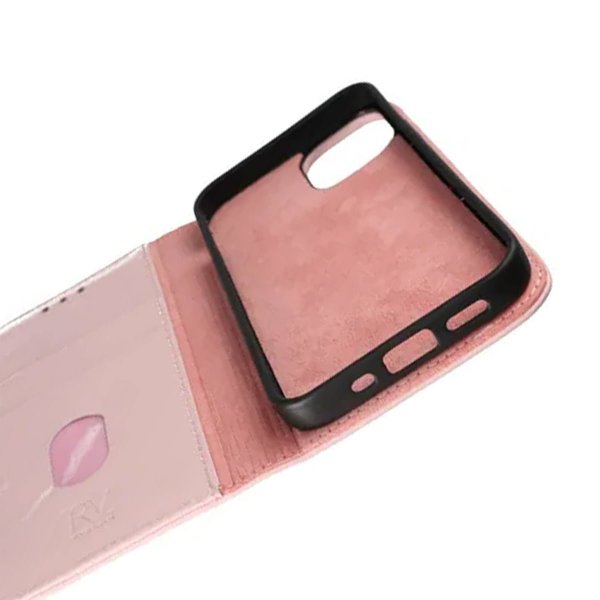 Rvelon iPhone 12 Mini Fodral Äkta Läder Rosa