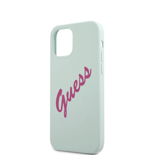 Guess iPhone 12 Mini Skal Vintage Silicone Script Blå