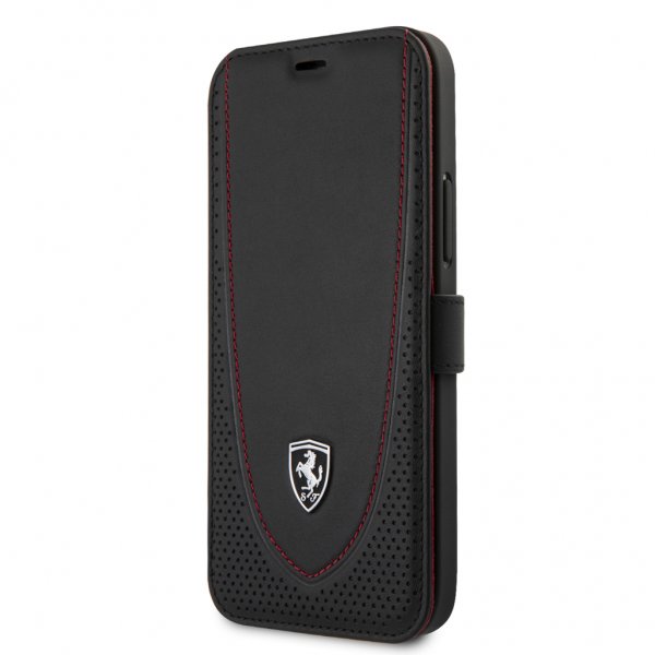 Ferrari iPhone 12 Pro Max Fodral Logo Perforerad Svart