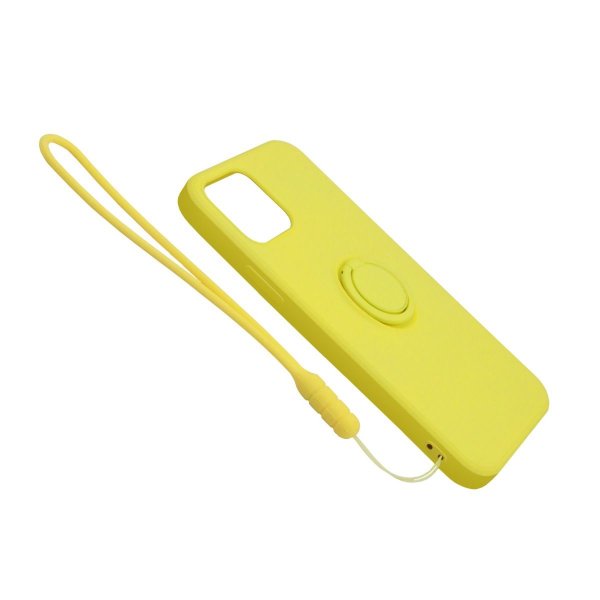 iPhone 12 Pro Max Skal Silikon med Ringhållare Gul
