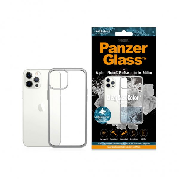 PanzerGlass iPhone 12 Pro Max Skal ClearCase Color Satin Silver