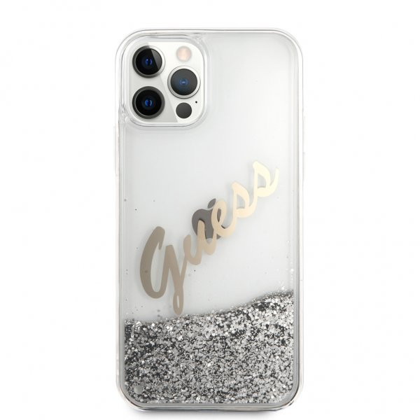 Guess iPhone 12 Pro Max Skal Liquid Glitter Vintage Silver