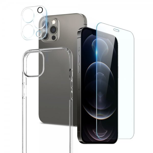 Northjo iPhone 12 Pro Max Skal med Skärmskydd och Kameraskydd 3-i-1