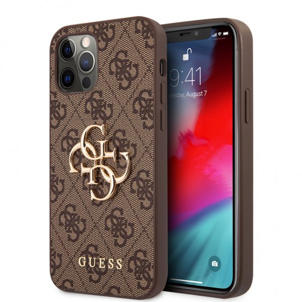 Guess iPhone 12 Pro Max Skal Metal Logo Brun