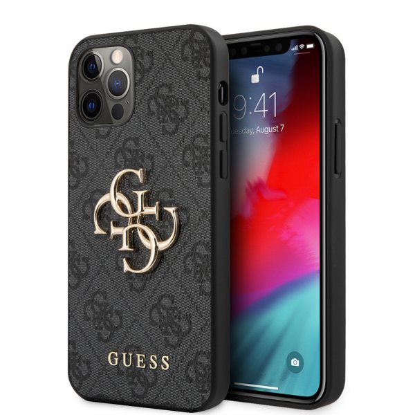 Guess iPhone 12 Pro Max Skal Metal Logo Grå