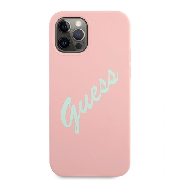 Guess iPhone 12 Pro Max Skal Vintage Silicone Rosa