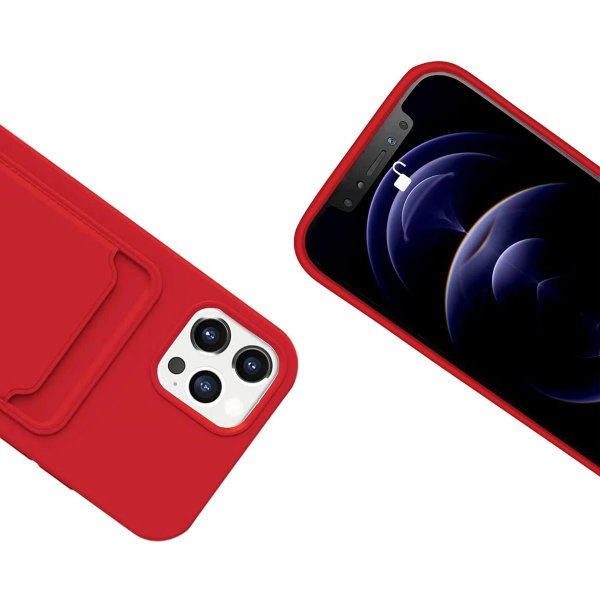 iPhone 12/iPhone 12 Pro Skal Korthållare Röd