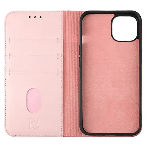 Rvelon iPhone 12/iPhone 12 Pro Fodral Äkta läder Kortfack Rosa