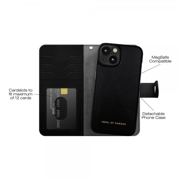 Ideal of Sweden iPhone 13/14/15/16e/17e Fodral Magnet Wallet+ MagSafe Svart