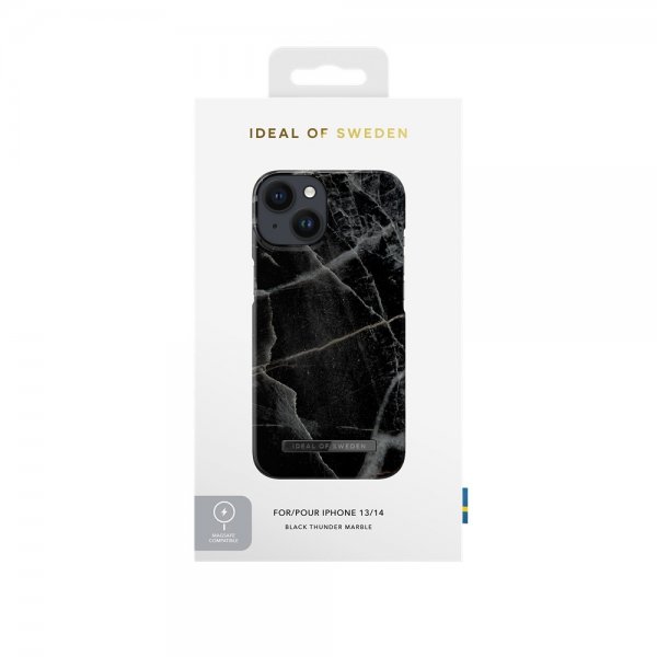 Ideal of Sweden iPhone 13/14/15/16e/17e Skal Fashion Case MagSafe Black Thunder Marble