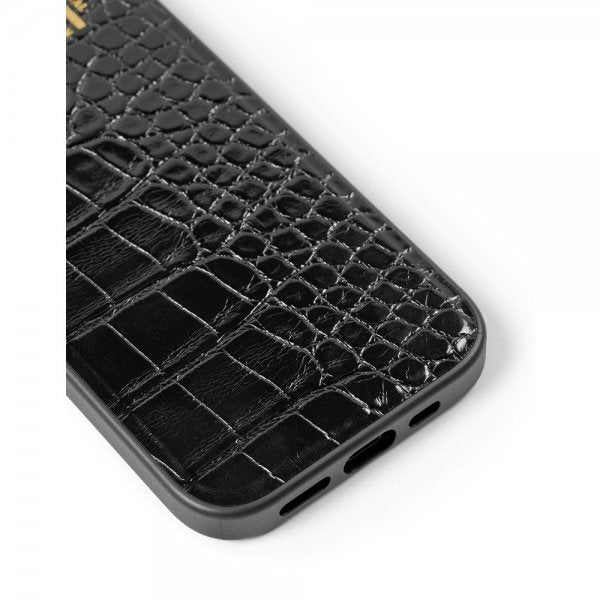 Ideal of Sweden iPhone 13/14/15/16e/17e Skal Vegan Leather Case MagSafe Black Croco