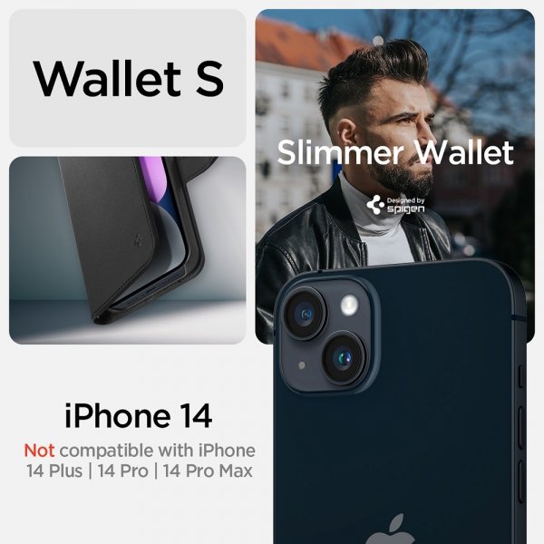 Spigen iPhone 13/iPhone 14 Fodral Wallet S Svart