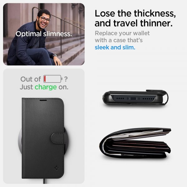Spigen iPhone 13/iPhone 14 Fodral Wallet S Svart