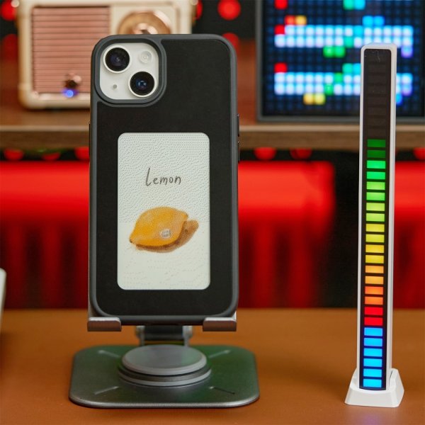 iPhone 13/iPhone 14 Skal med Inbyggd Display E Ink Case Svart