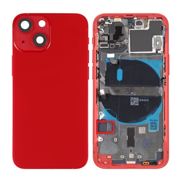 iPhone 13 Mini Baksida Komplett Med Smådelar - Röd