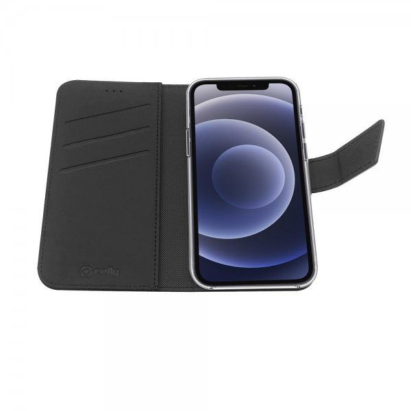 Celly iPhone 13 Mini Fodral Wally Wallet Case Svart