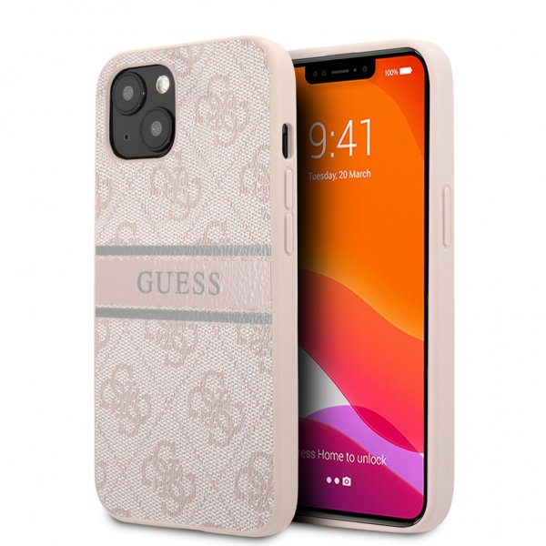 Guess iPhone 13 Mini Skal Printed Stripe Rosa