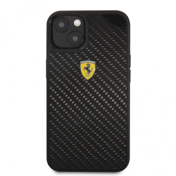 Ferrari iPhone 13 Mini Skal Real Carbon Metal Logo Svart