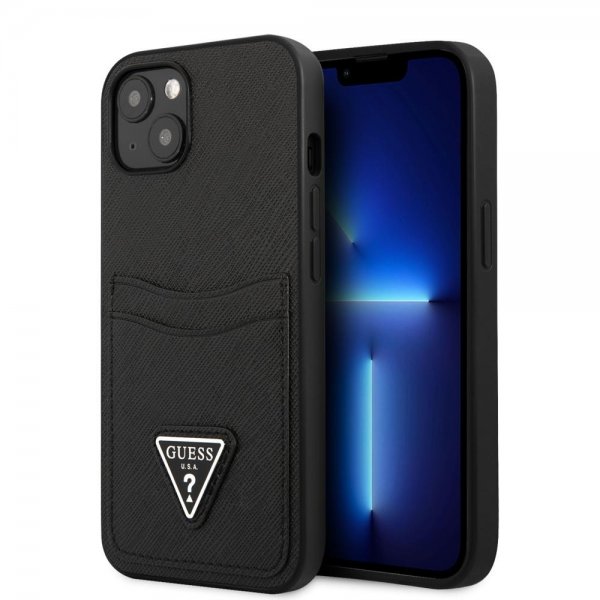 Guess iPhone 13 Mini Skal Saffiano Double Cardslot Svart