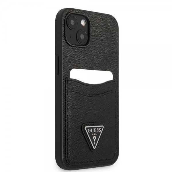 Guess iPhone 13 Mini Skal Saffiano Double Cardslot Svart