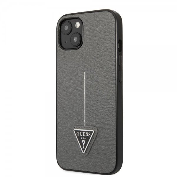 Guess iPhone 13 Mini Skal Saffiano Metal Triangle Silver