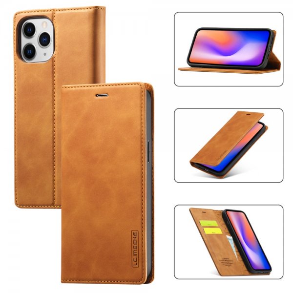 Lc.Imeeke iPhone 13 Pro Fodral med Kortfack Flip Brun