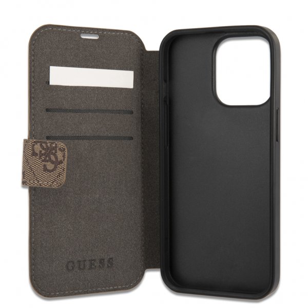 Guess iPhone 13 Pro Fodral Metal Logo Brun