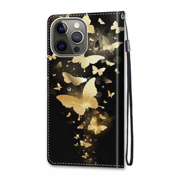 iPhone 13 Pro Fodral Motiv Guldiga Fjärilar