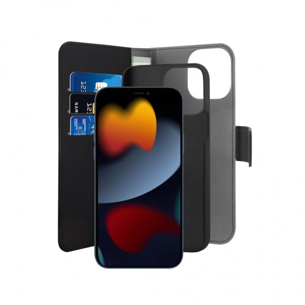 Puro iPhone 13 Pro Max Fodral Wallet Detachable 2 in 1 Svart