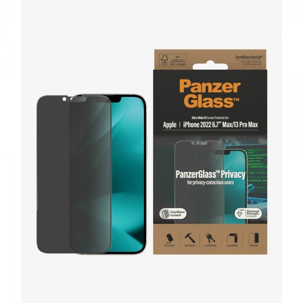PanzerGlass iPhone 13 Pro Max/iPhone 14 Plus Skärmskydd Ultra-Wide Fit Privacy EasyAligner