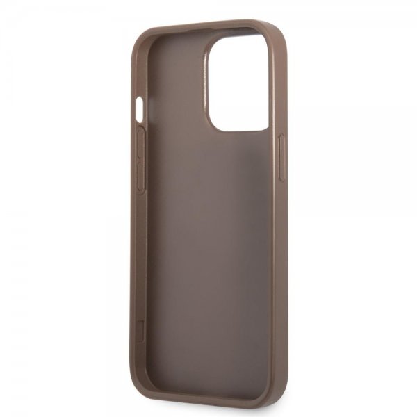 Guess iPhone 13 Pro Max Skal Double Cardslot Metal Triangle Brun