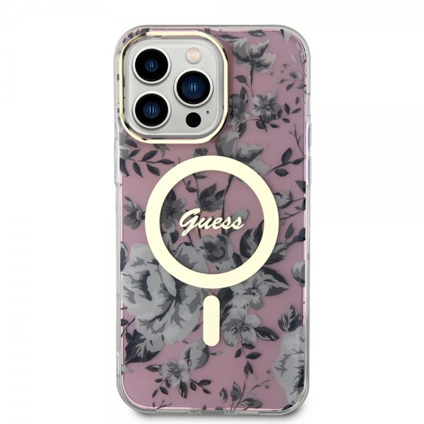 Guess iPhone 13 Pro Max Skal Flower MagSafe Rosa