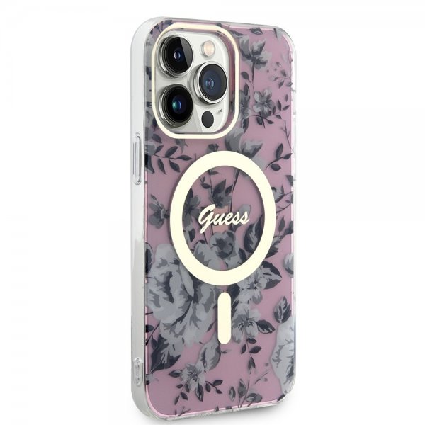 Guess iPhone 13 Pro Max Skal Flower MagSafe Rosa