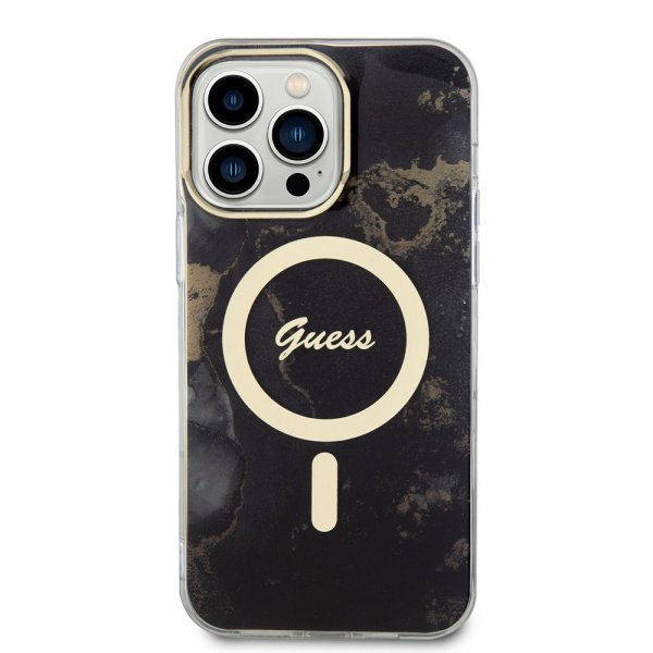 Guess iPhone 13 Pro Max Skal Golden Marble MagSafe Svart