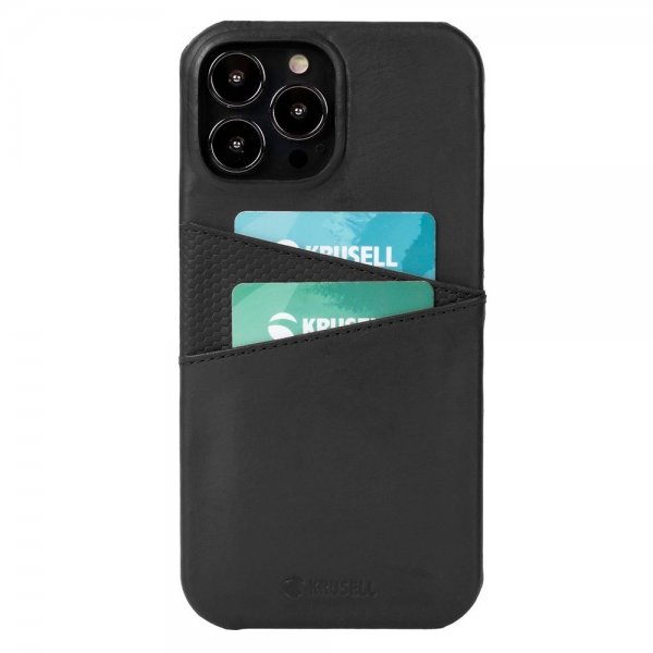 Krusell iPhone 13 Pro Max Skal Leather CardCover Vintage Black