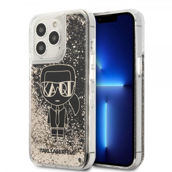 Karl Lagerfeld iPhone 13 Pro Max Skal Liquid Glitter Gatsby Svart
