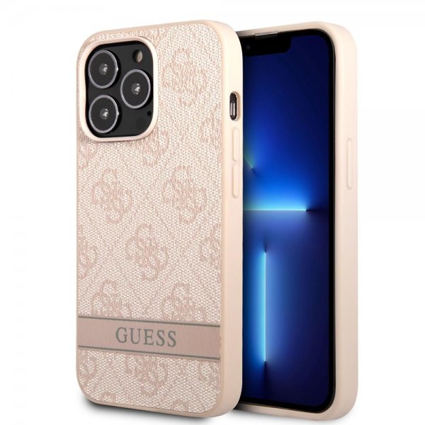 Guess iPhone 13 Pro Max Skal Printed Stripe Bottom Rosa