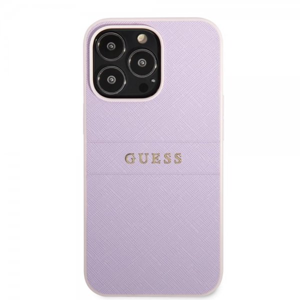 Guess iPhone 13 Pro Max Skal Saffiano Metal Logo Lila