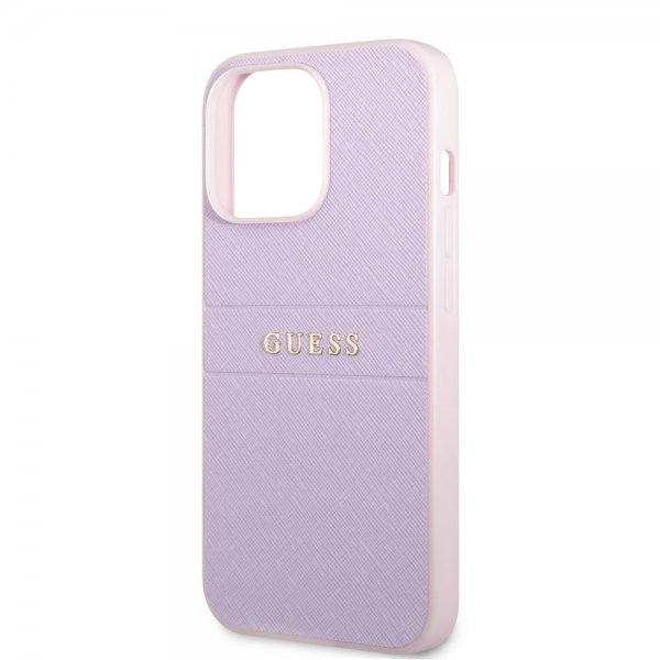 Guess iPhone 13 Pro Max Skal Saffiano Metal Logo Lila