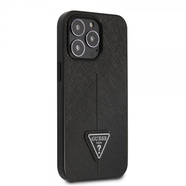 Guess iPhone 13 Pro Max Skal Saffiano Metal Triangle Svart
