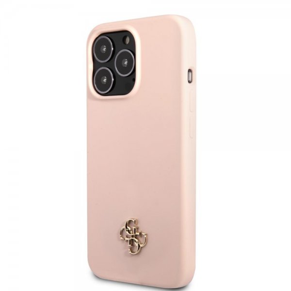 Guess iPhone 13 Pro Max Skal Silicone Metal Logo 4G Light Pink