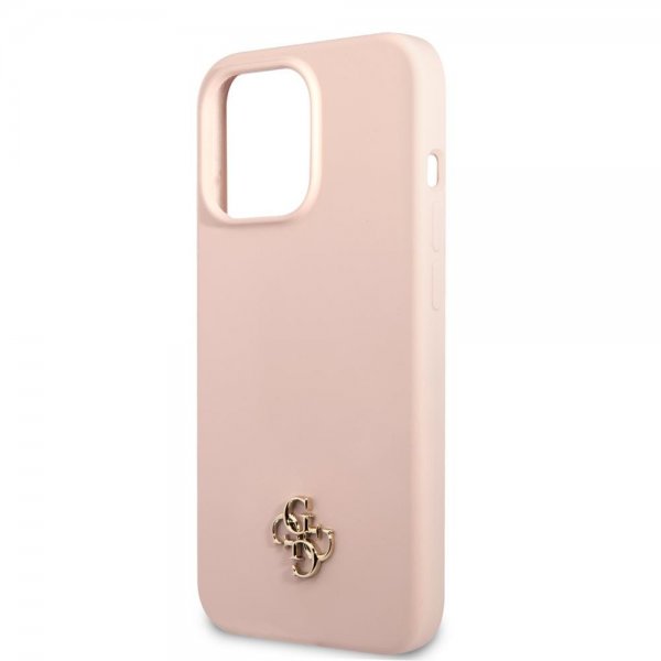 Guess iPhone 13 Pro Max Skal Silicone Metal Logo 4G Light Pink