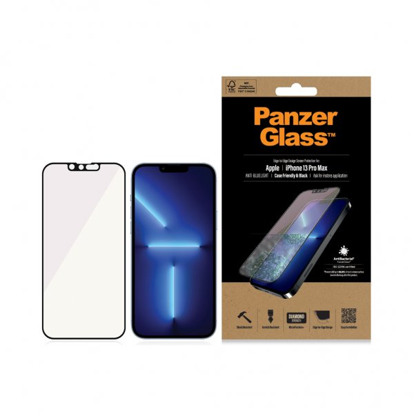 PanzerGlass iPhone 13 Pro Max Skärmskydd Edge-to-Edge Anti-Bluelight