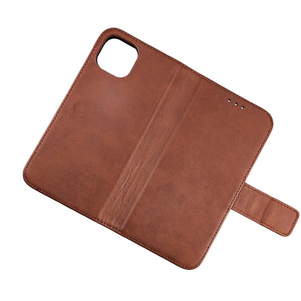Rvelon iPhone 13 Pro Fodral Äkta läder Kortfack Brun