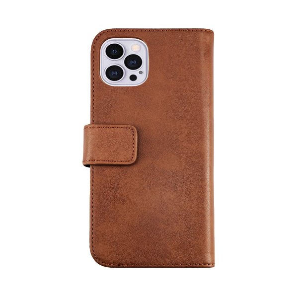 Rvelon iPhone 13 Pro Fodral Äkta läder Kortfack Brun