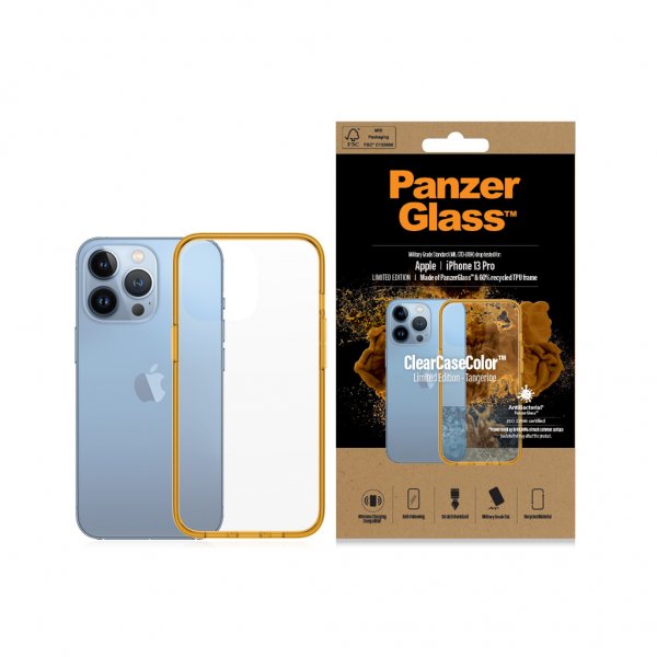 PanzerGlass iPhone 13 Pro Skal ClearCase Color Tangerine